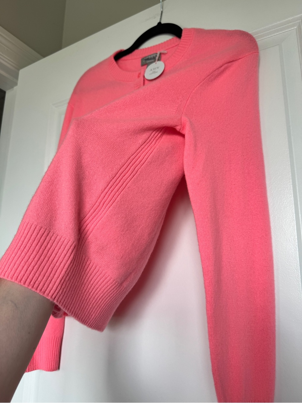 NWT J. CREW Perfect 100% Cashmere Cardigan Sweater Neon Vivid Coral Small CP465 - Picture 4 of 15